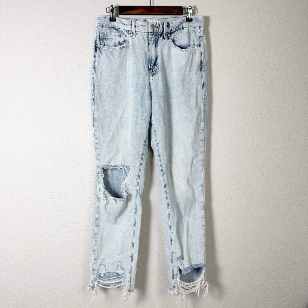 good american | light wash good leg distressed women's jeans sz 4/27